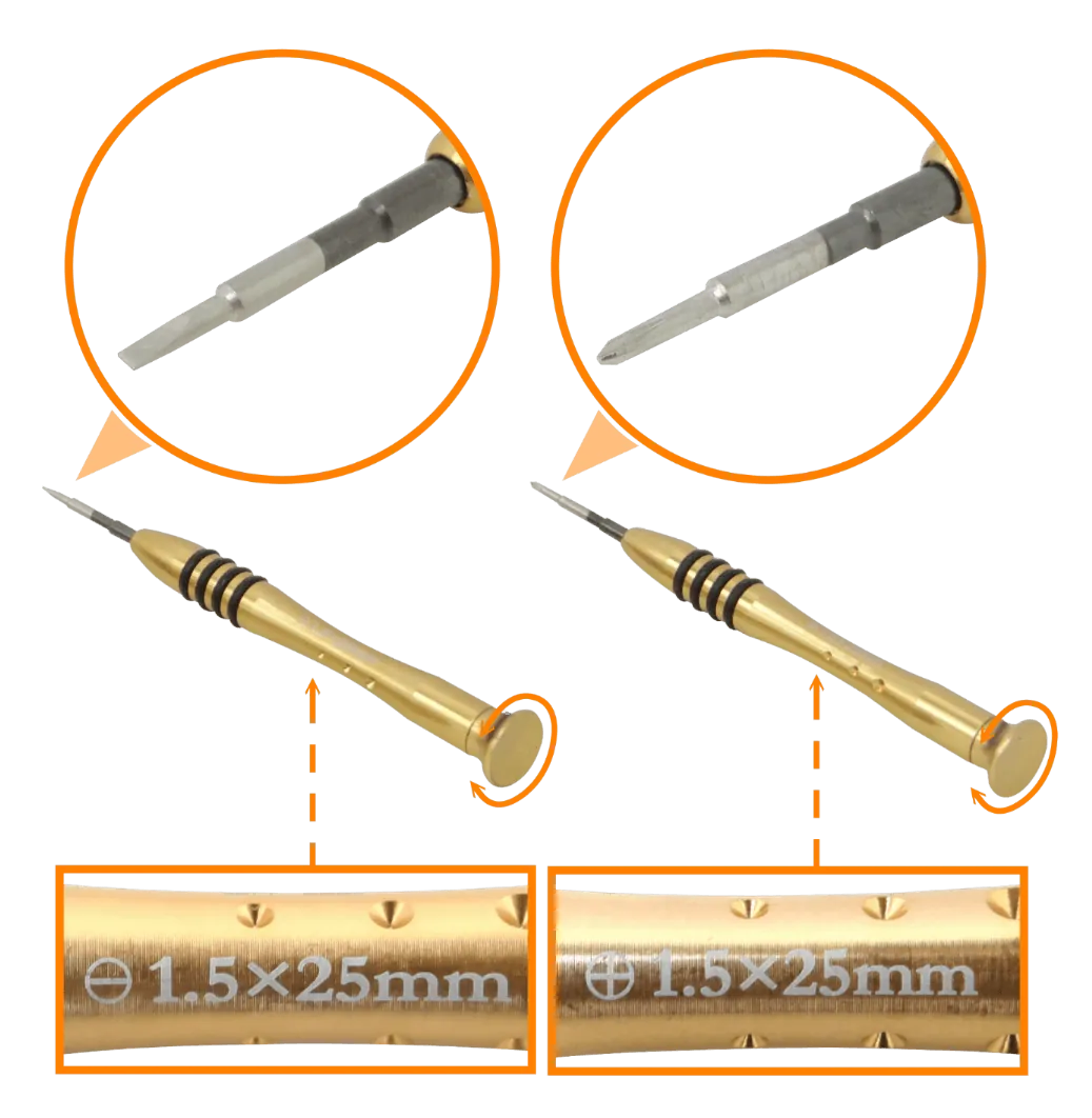 Set de 5 Atornilladores de Precisión para Telecomunicaciones, Paleta, Cruz, 25mm 4