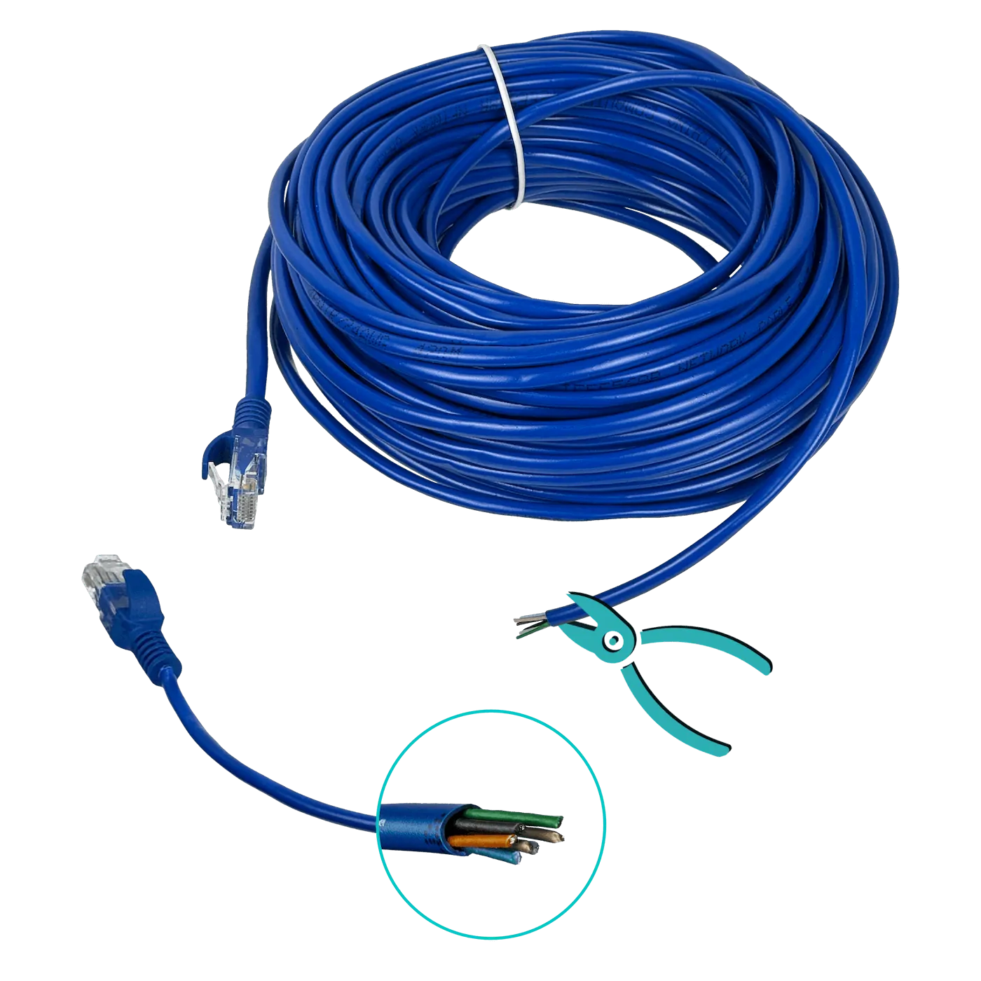 Cable Patch Genérico Cat5e 30mt Azul CCA Inyectado 3