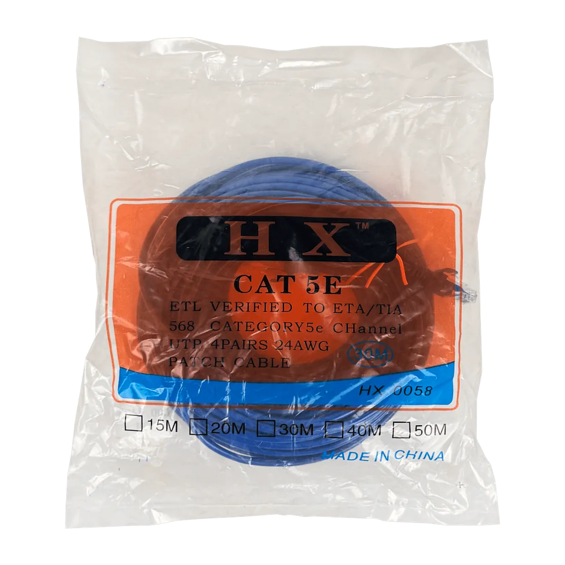 Cable Patch Genérico Cat5e 30mt Azul CCA Inyectado 5
