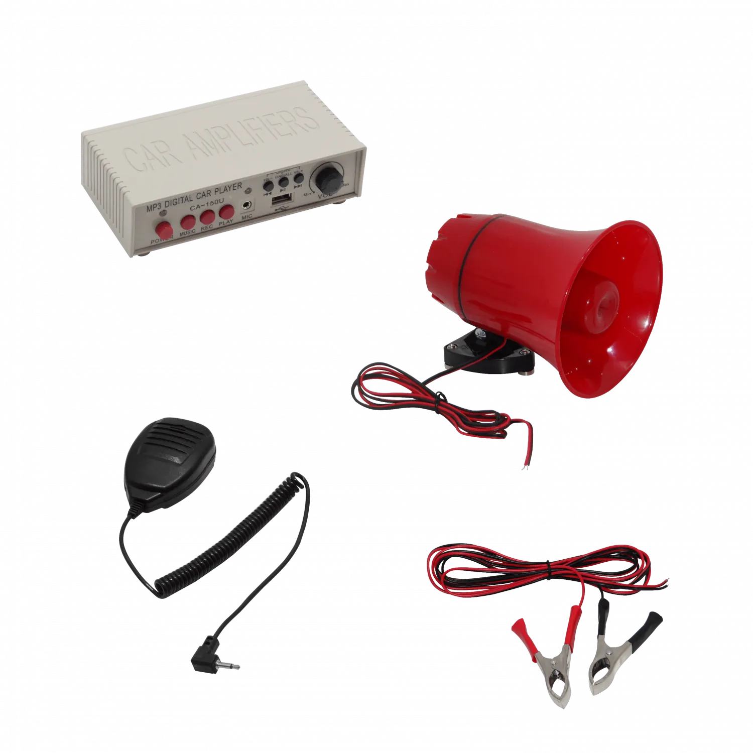 Megáfono MP3 USB 25W para Auto, Grabación 120s, Micrófono 3.5mm 3
