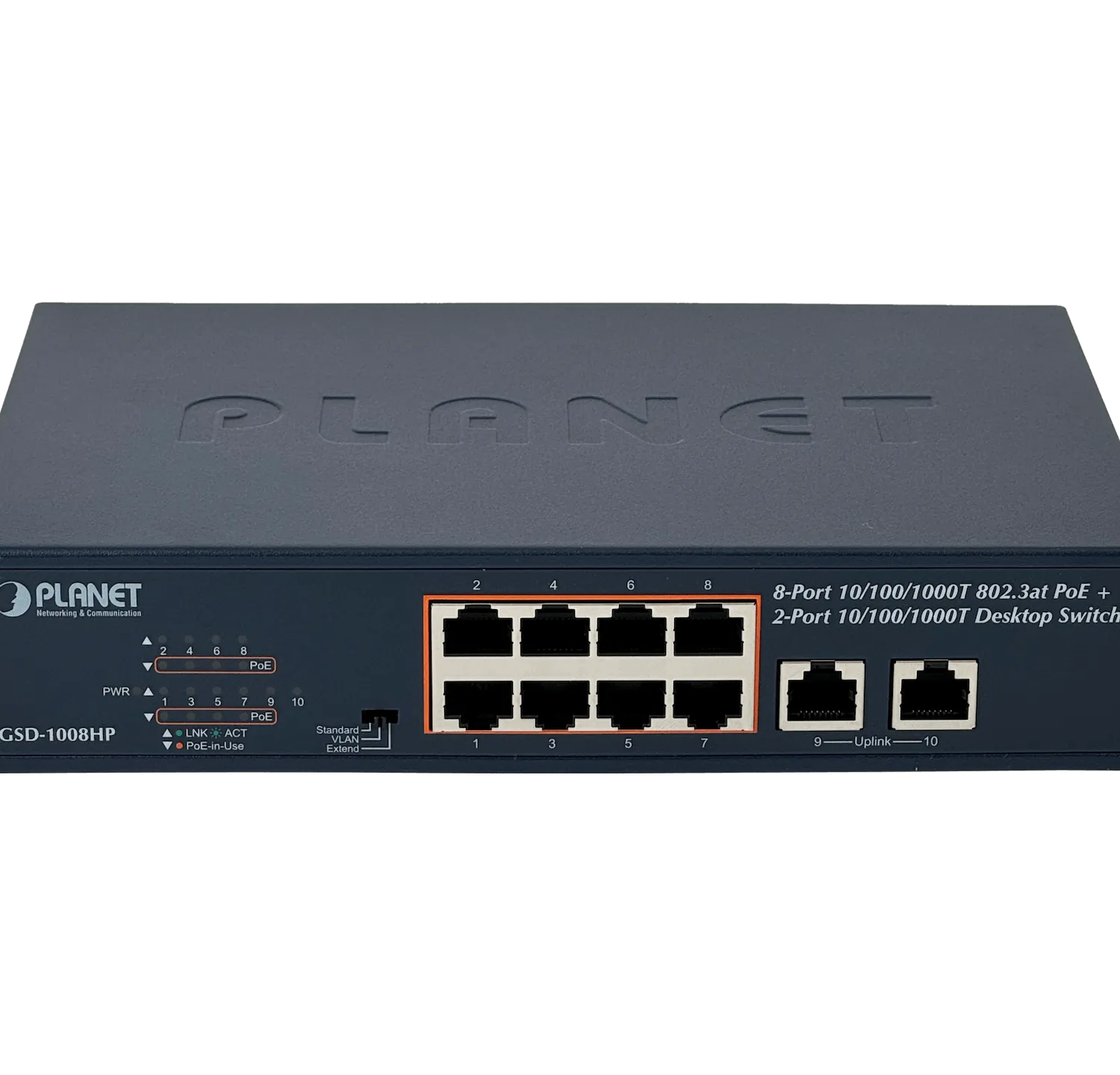 PLANET 10-1000(8-PoE+af/at) 120W-tot Switch no-Admin Rack-10p Rack-19p 5