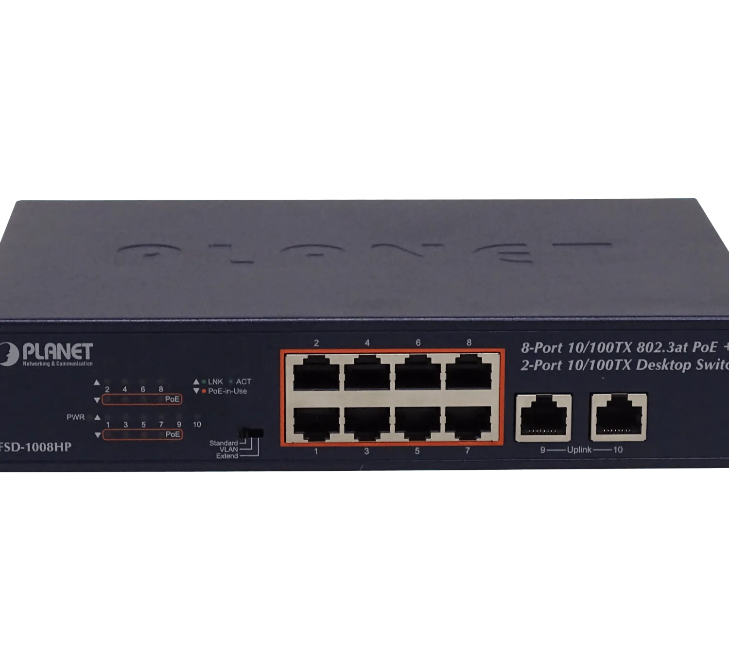 PLANET 10-100(8-PoE+af/at) 120W-tot Switch no-Admin Rack-10p Rack-19p 6