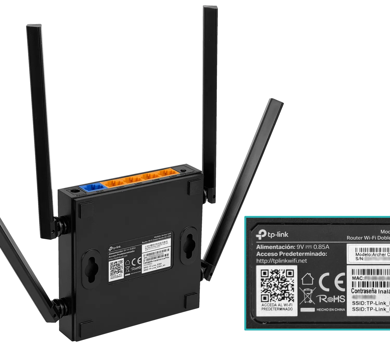Router Wi-Fi 5 TP-Link Archer C50 - Doble Banda AC1200, Hasta 300 Mbps, 4 antenas externas 5