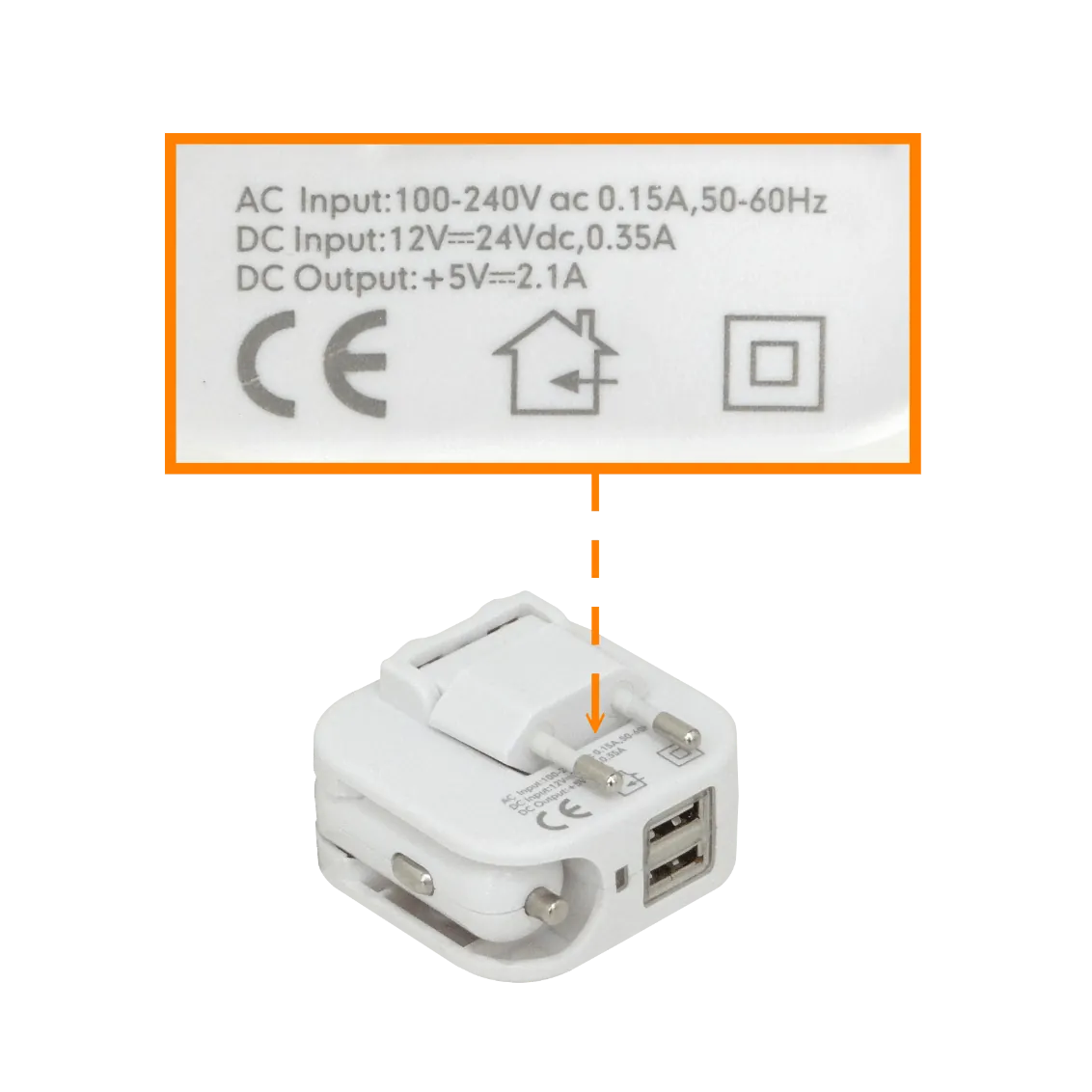 5V 2,1A 2-USB-AH Cargador 2-entradas 100-240V 12/24V-Auto req-cables 4