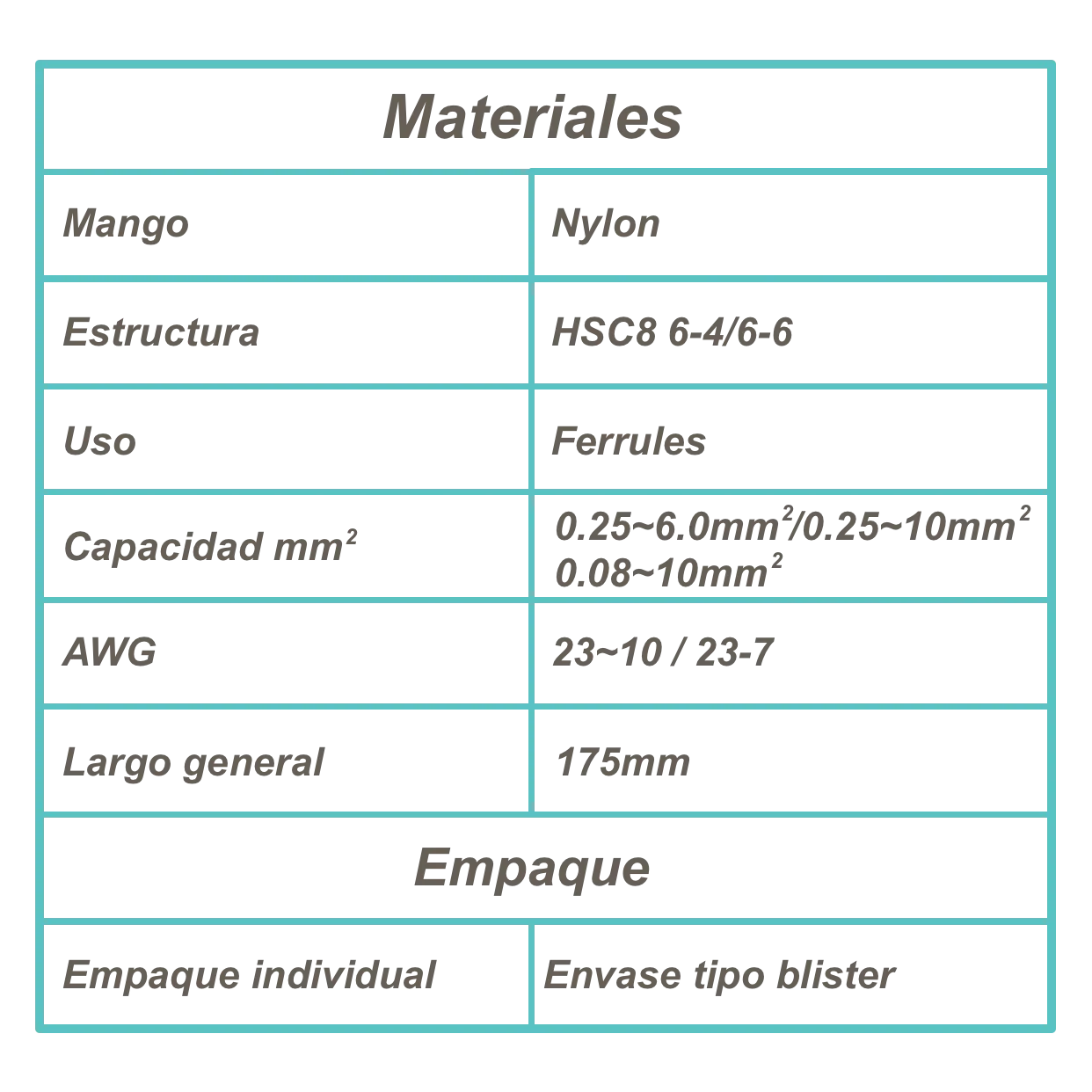 LUBAN 0,25-6mm2 Herramienta Ferrulera Crimpeadora AWG23-10 HSC8 6-4A 2