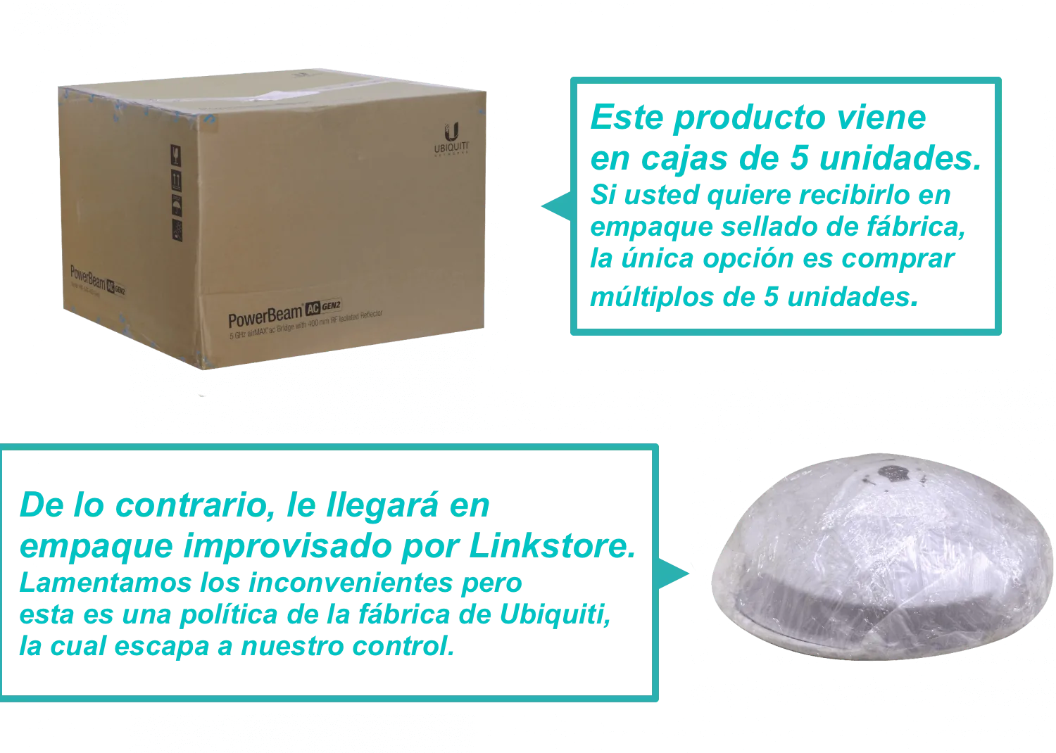 UBIQUITI Gen2 420mm 25dBi c/Radome c/Escudo PowerBeamAC 1-1000 PoE-24V 3