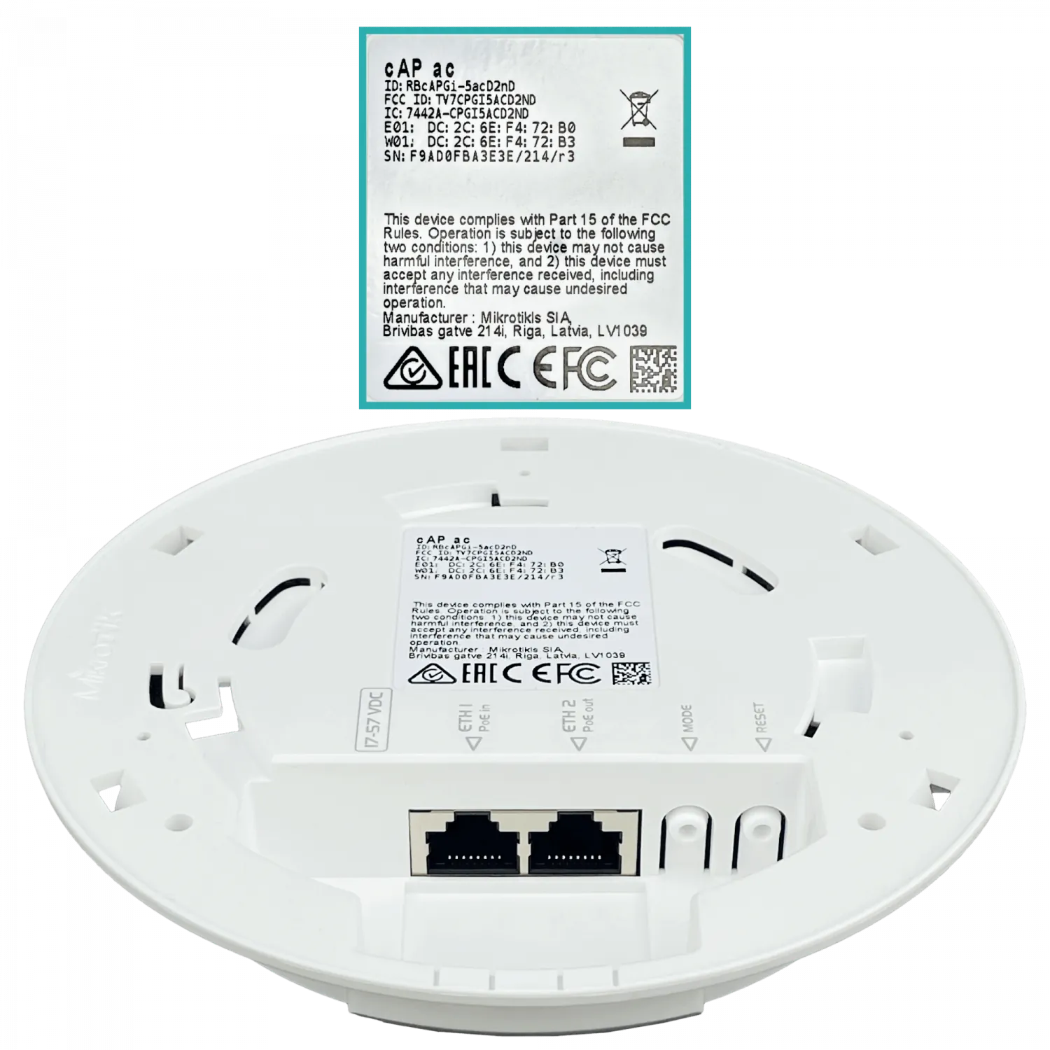 Punto de Acceso MikroTik cAP ac - Doble Banda 2.4/5 GHz, Montaje en Techo o Pared 6