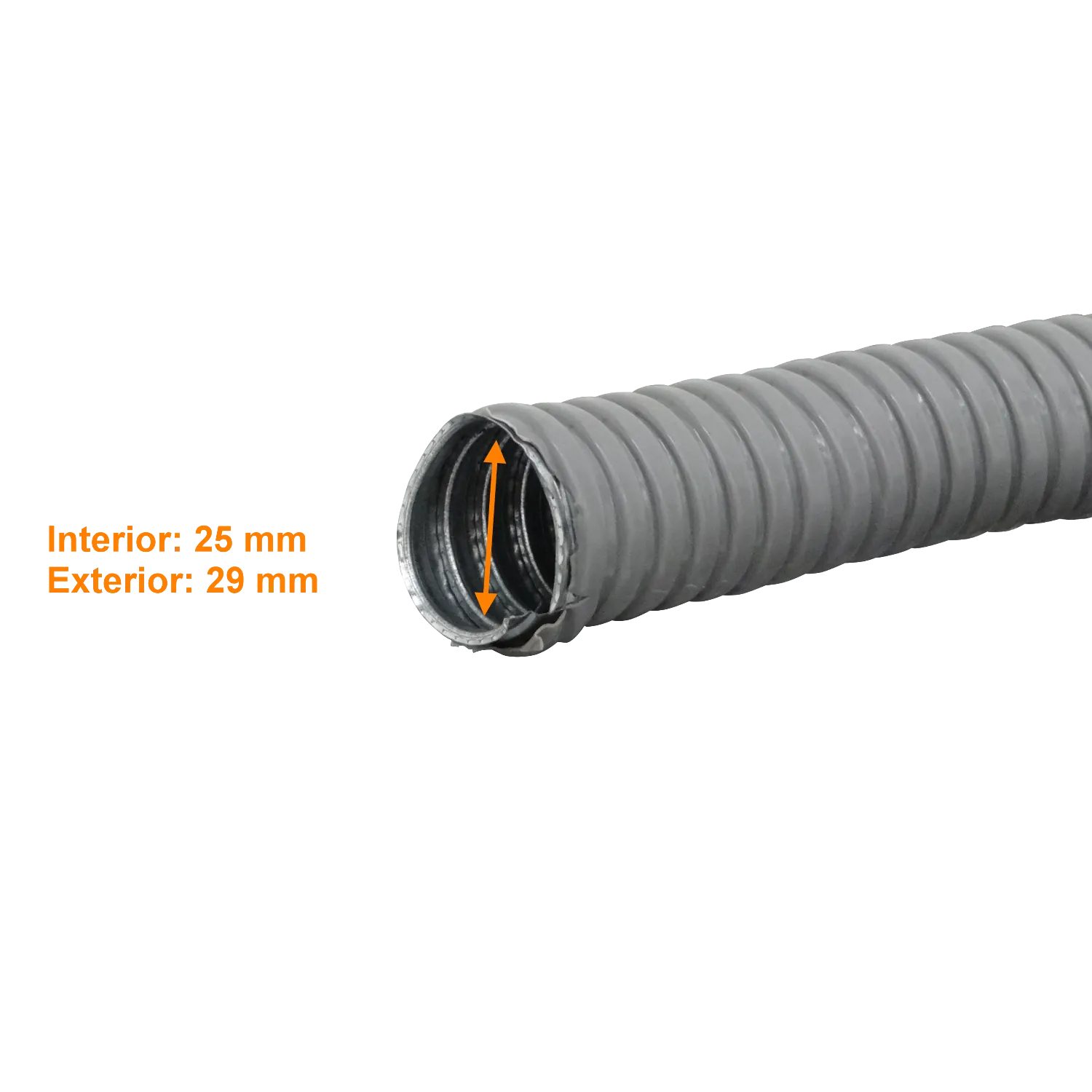 Rollo de 50m, Conduit Flexible Metálico, Cubierto en PVC, 25mm 2