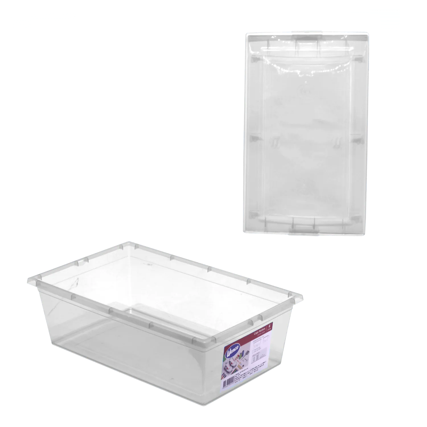 WENCO Caja c/Tapa 6Lts Transparente 21x34cm 11cm-Alt Rectangular 2