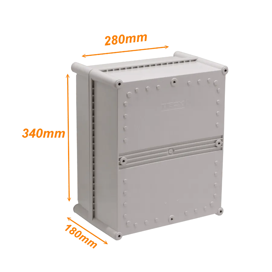 Caja Plástica TIBOX TJ-AG-3428-1, 340x280x180mm, Gris, IP66 con Placa 6