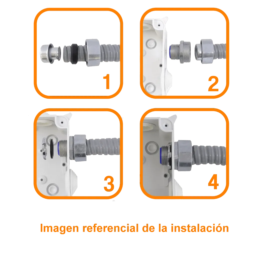 Metalico 1-Pulg Prensa Estopa para Flexible Aislacion IP65 3
