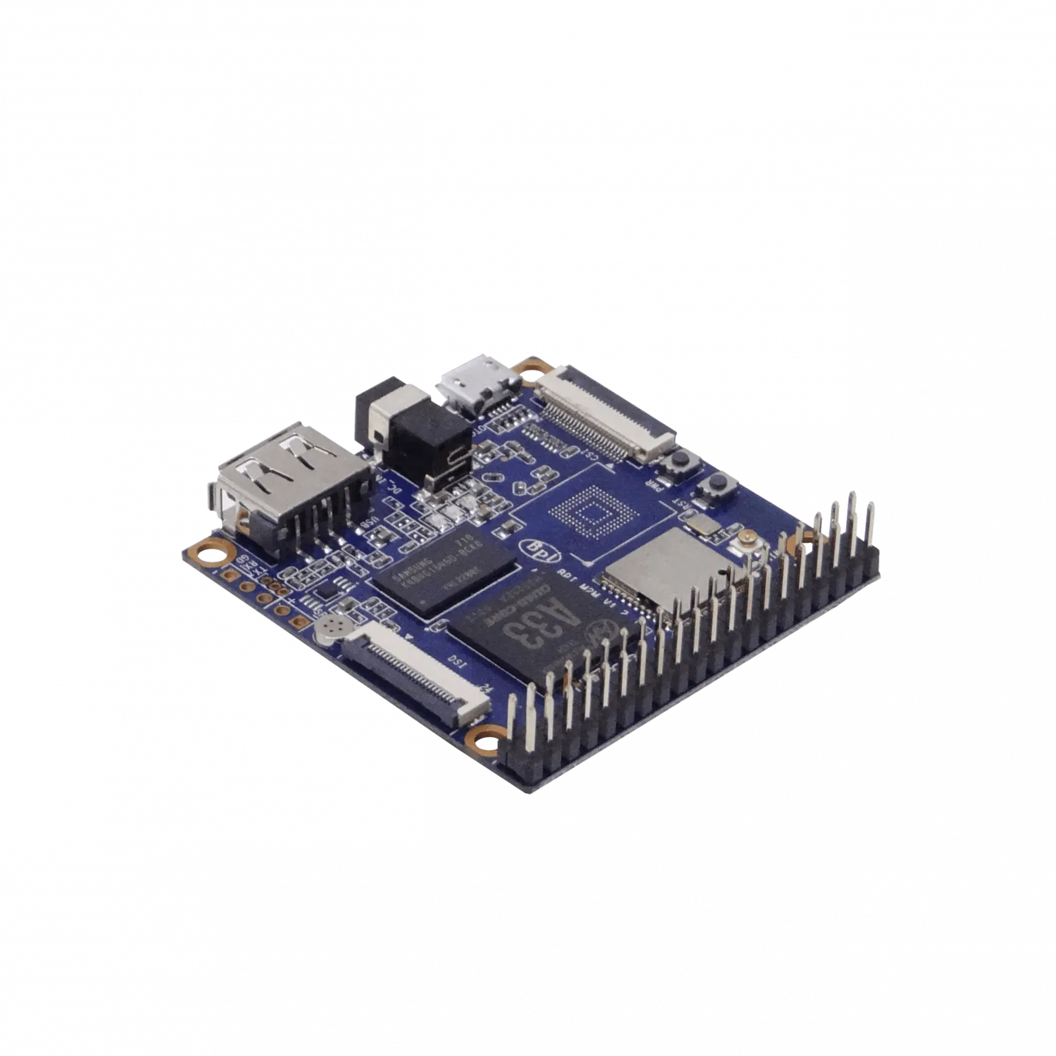 BANANAPI A33-Quad 512mb mSD eMMC req/5V-2A WiFiBT CSI DSI USB Plug-DC 2