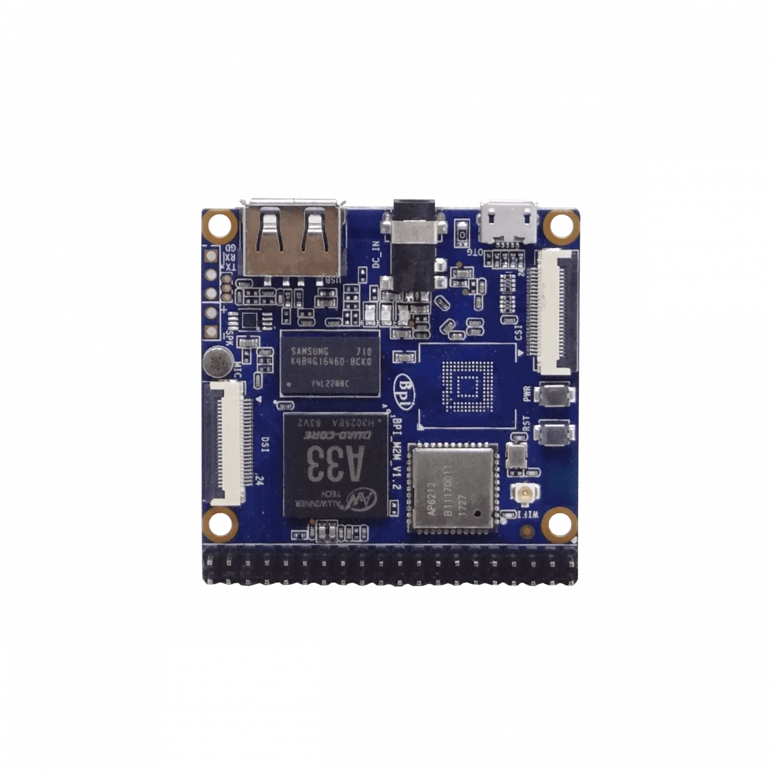 BANANAPI A33-Quad 512mb mSD eMMC req/5V-2A WiFiBT CSI DSI USB Plug-DC 5
