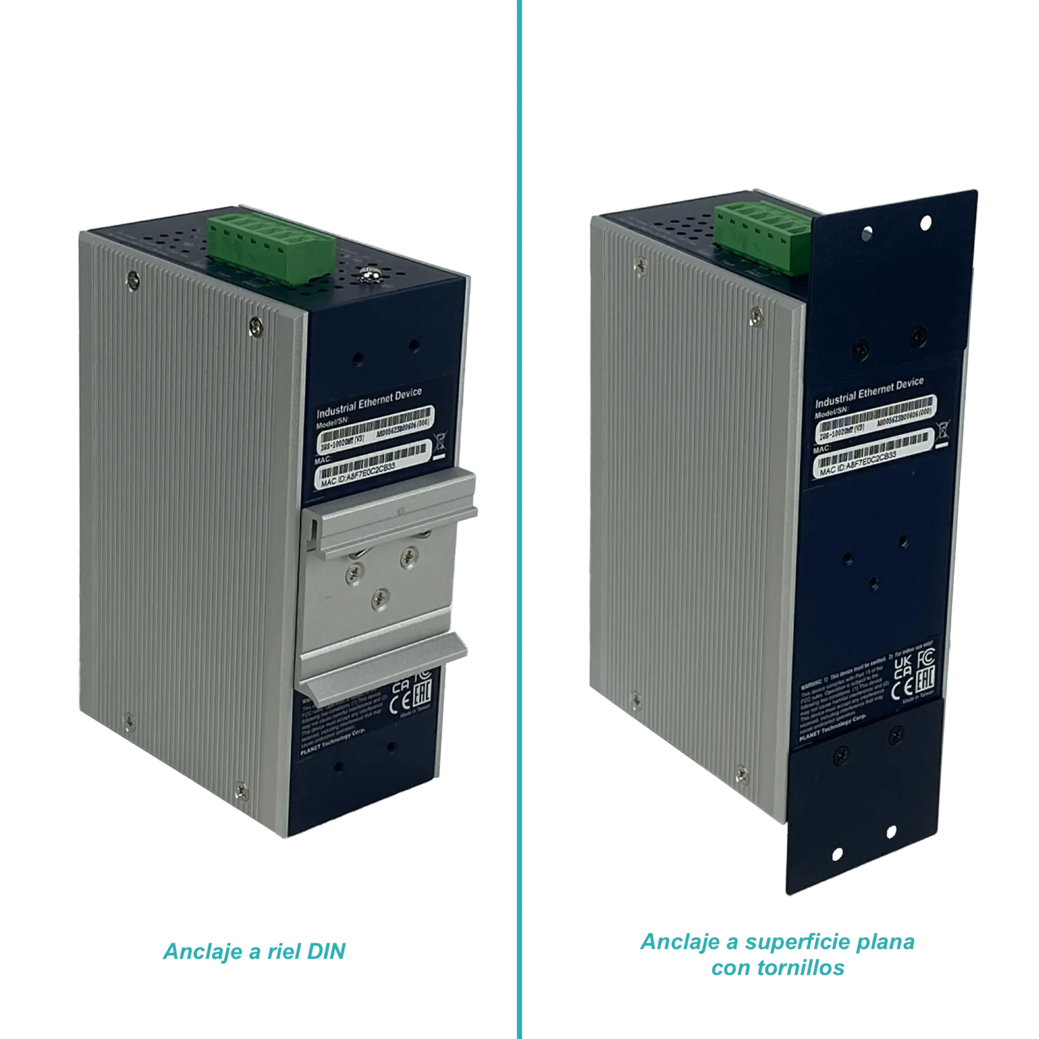 PLANET 8-1000 2-SFP Switch Industrial Admin Riel-DIN 12-48VDC 24VAC 2