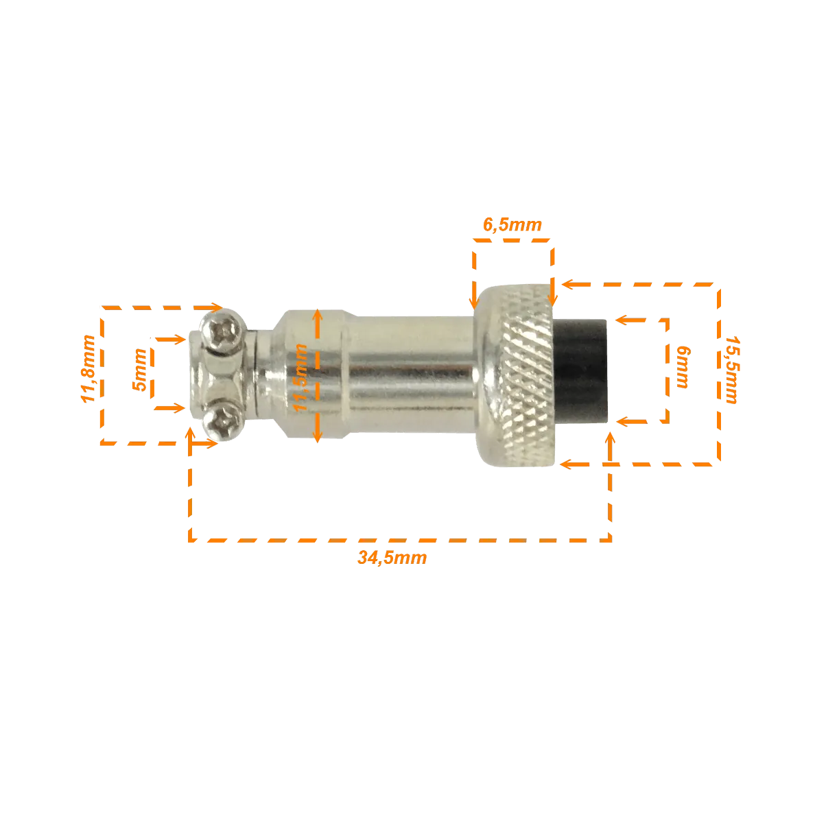 Conector GX12 Hembra Volante de 2 Pines Soldable GX12HV-2 2