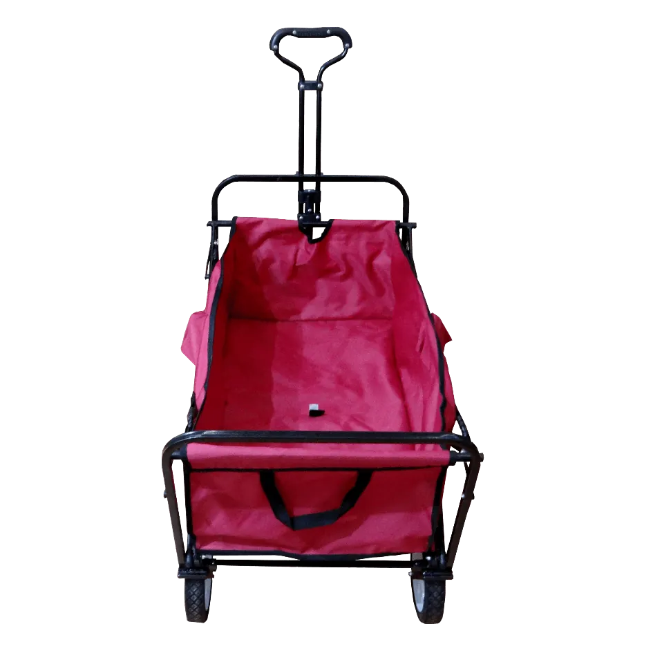 Carro Arrastre Manual Metal Tela-Rojo Plegable 4-Ruedas 70kg 7