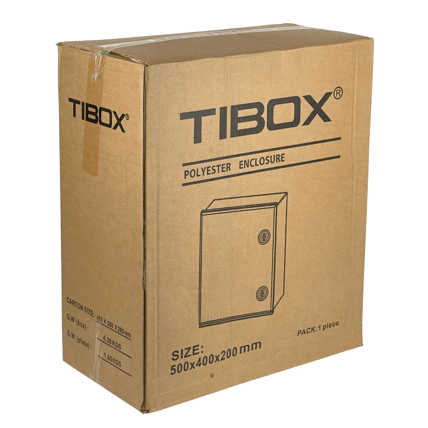 Tablero poliester Tibox TIP-54 500x400x200mm estanco gris IP65 con placa 5