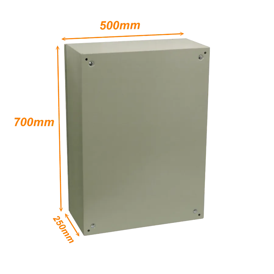 Caja metalica Tibox ST5-725 700x500x250mm 2 chapas IP66 beige con placa 3