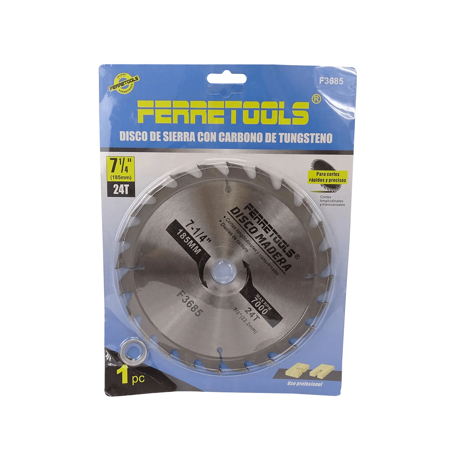 Disco Corte Sierra Madera Carburo DMD724 185mm 24T 22,2mm 7-1/4  2