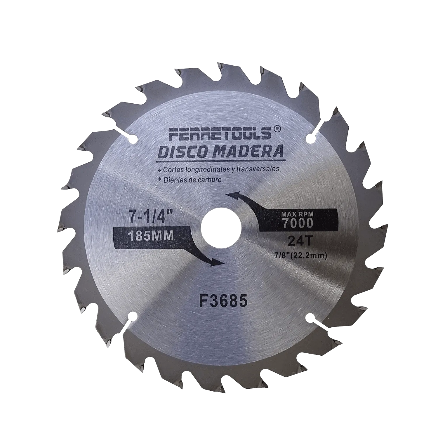 Disco Corte Sierra Madera Carburo DMD724 185mm 24T 22,2mm 7-1/4  3