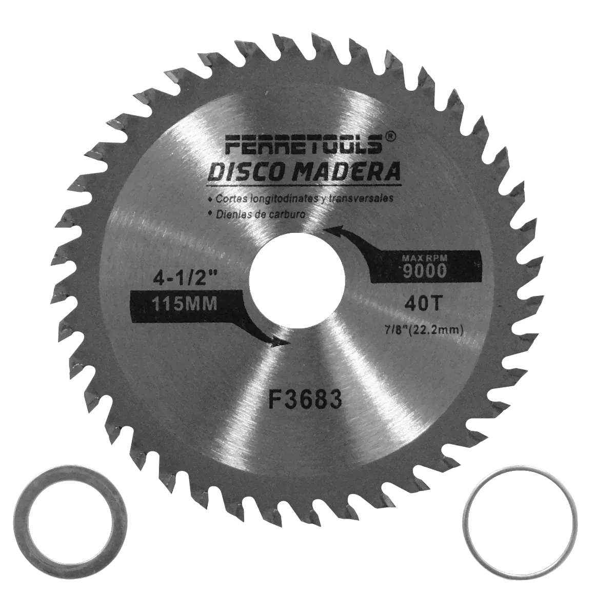 Disco de Sierra para Madera, 115mm, 40T, 22.2mm, 9000RPM, Carburo F3683 2
