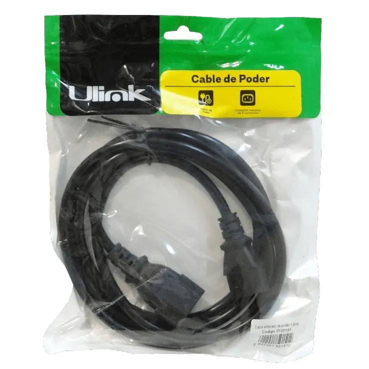 ULINK 3X0,75MM2 C13-C14 6A 1,8MT MACHO-HEMBRA CABLE PODER 180CM 3