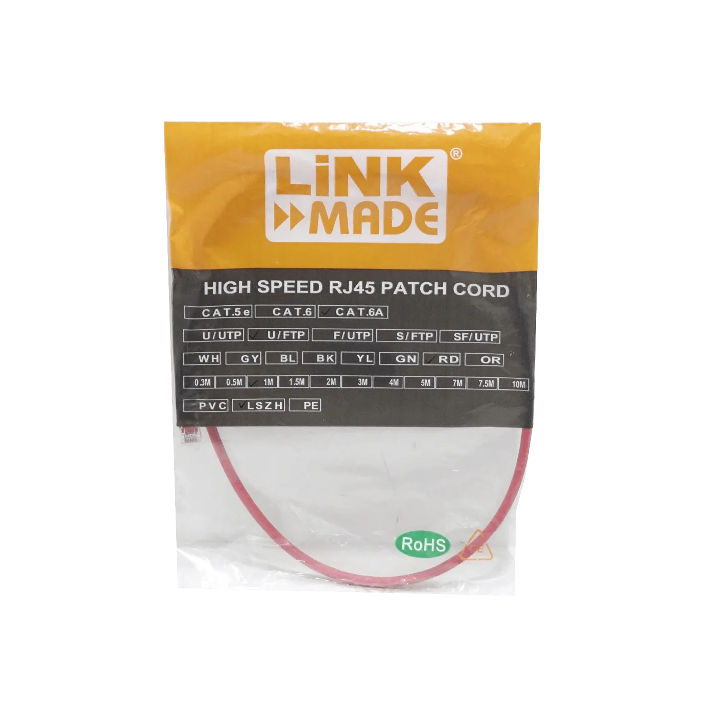 Cable Patch LINKMADE Cat6a Rojo LSZH U/FTP 1m Inyectado Multifilar para Conexiones Seguras 3