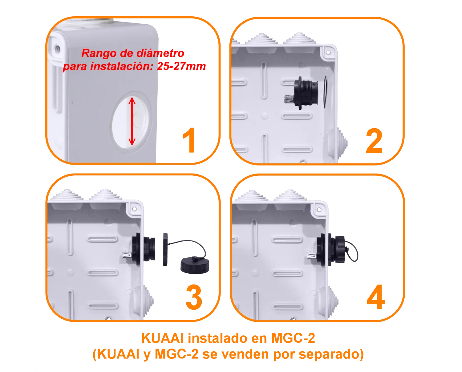 Industrial USB3.0 A-A USB-AH-AH Negro Plastico c/Tapa p/1pulg 25-27mm 3