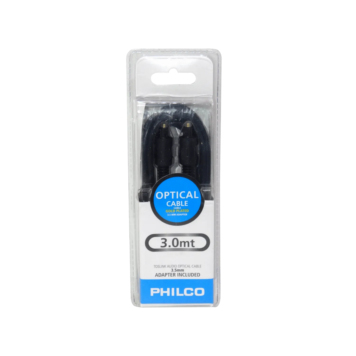 PHILCO Cable Audio Optico 3,0mt 3mt 300cm c/Adaptador-3,5mm 3