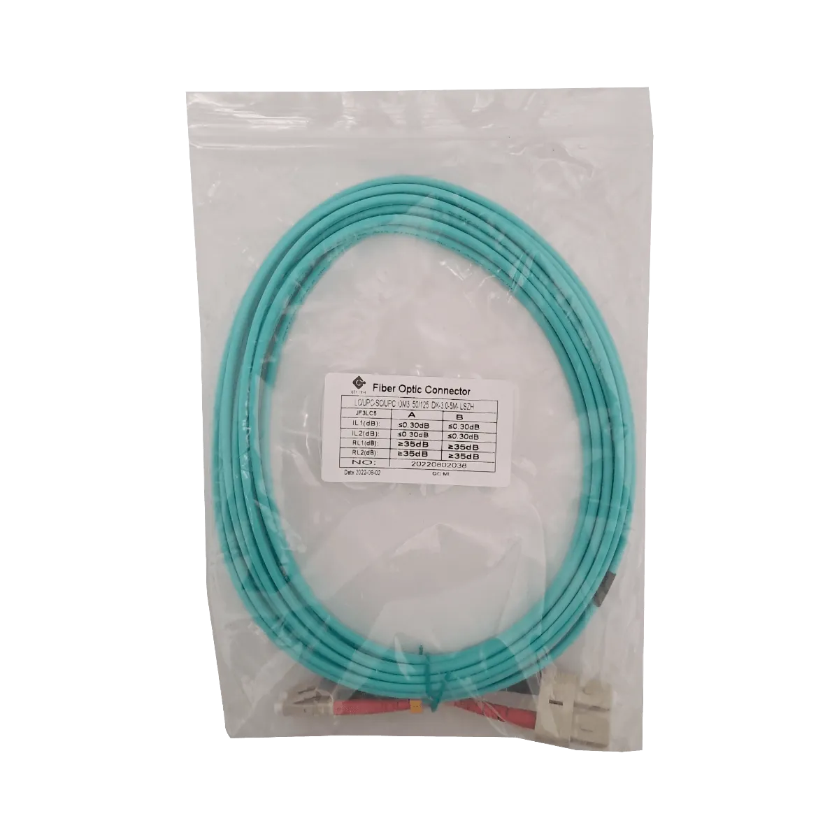 5mt LC-SC OM3 MultiModo MM Duplex Jumper Fibra 50/125um 3.0mm LSZH 2