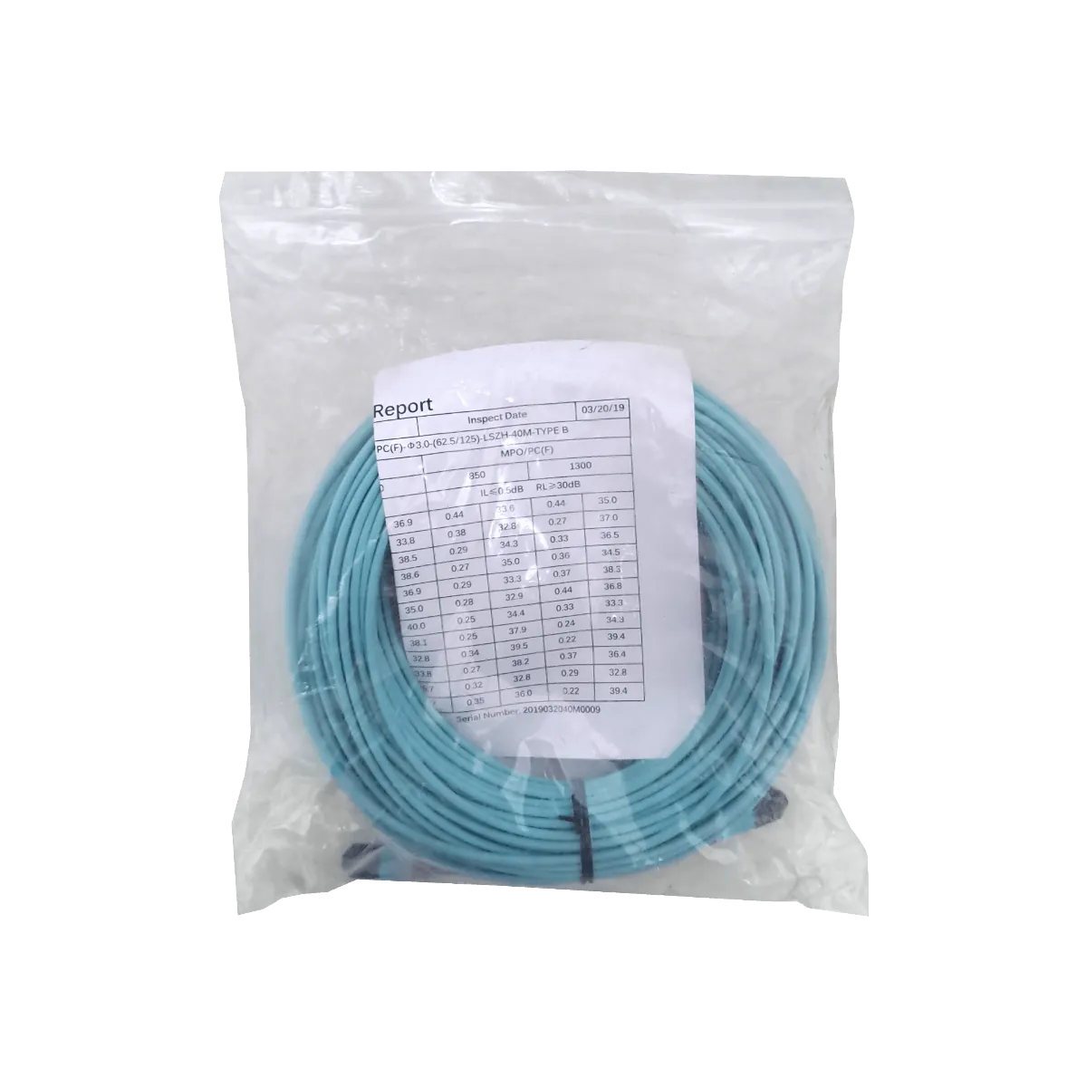 LSZH 40mt OM1 MPO-MPO 12-Fibras Type-B Multimodo MM Jumper Fibra 2