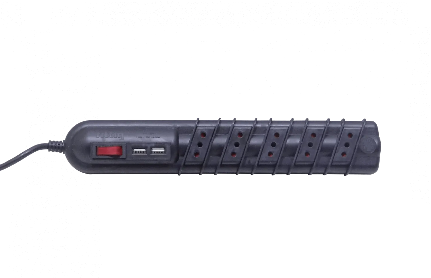 Alargador Negro 5 Tomas + 2 Conectorers USB-A 5V, 10A-250V 2200W, 3 Metros, Negro  2