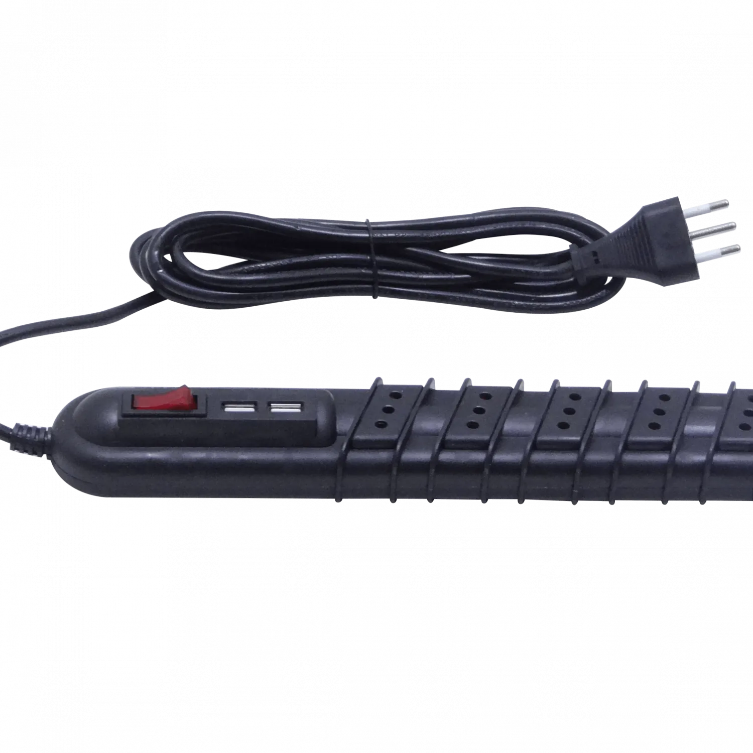 Alargador Negro 5 Tomas + 2 Conectorers USB-A 5V, 10A-250V 2200W, 3 Metros, Negro  3