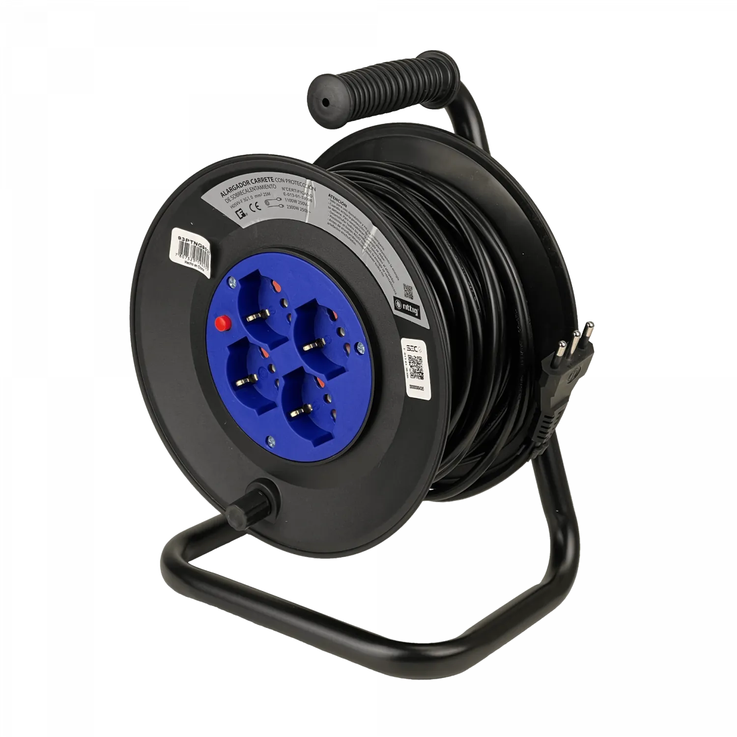RITTIG 25mts Alargador Carrete 4-Multinorma-H 1-16A-IM 250V Proteccion 3