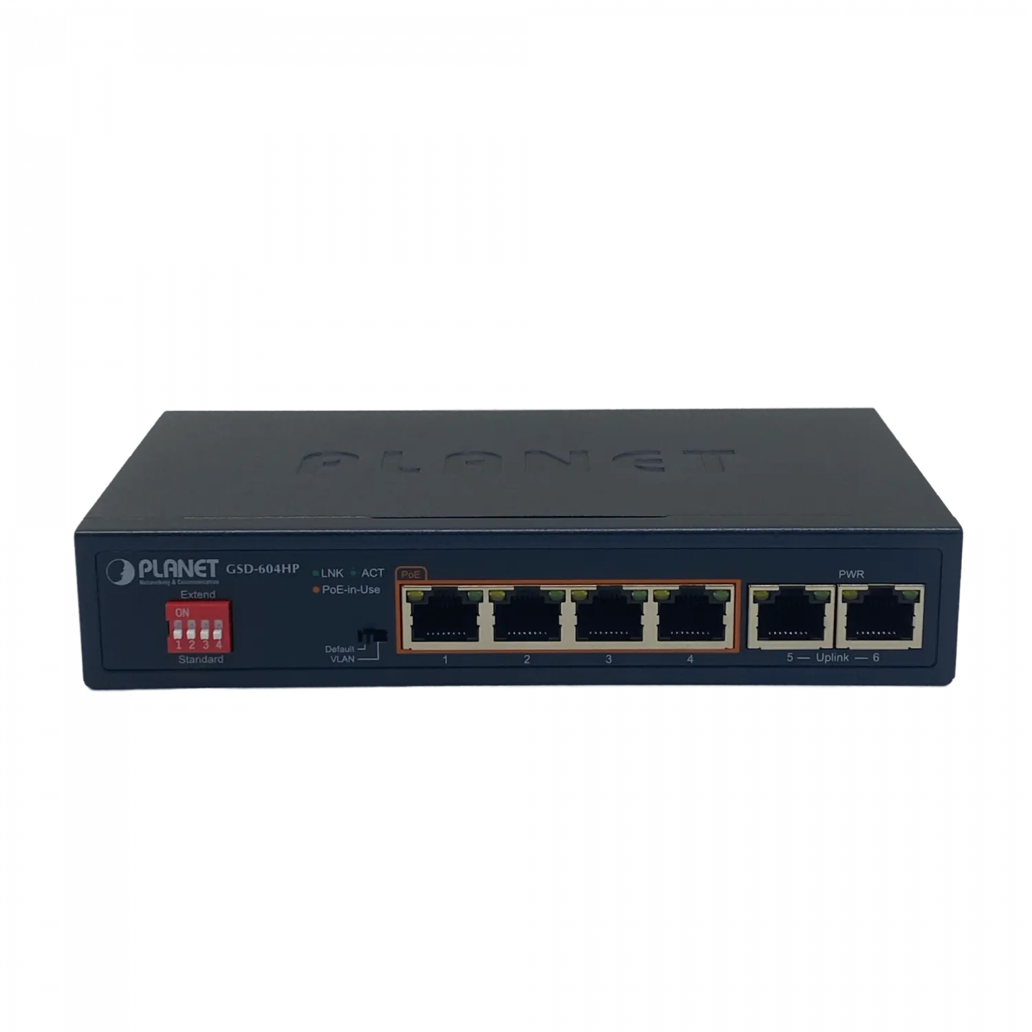 PLANET 6-1000(4-PoE+af/at) 55W-tot Switch no-Admin no-Rack inc-55V/72W 2