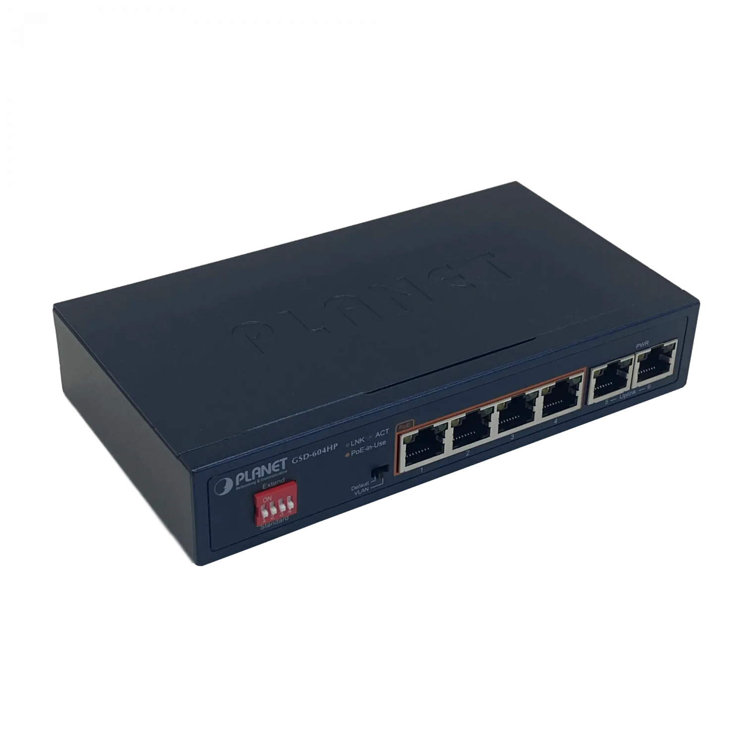 PLANET 6-1000(4-PoE+af/at) 55W-tot Switch no-Admin no-Rack inc-55V/72W 6