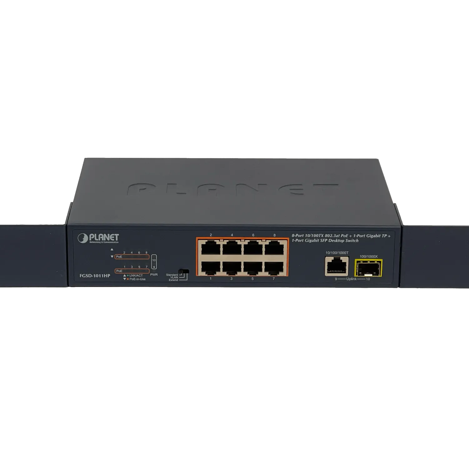 PLANET 8-100-PoE+at 1-1000 1-SFP 120W-tot Switch no-Admin Rack19p 4