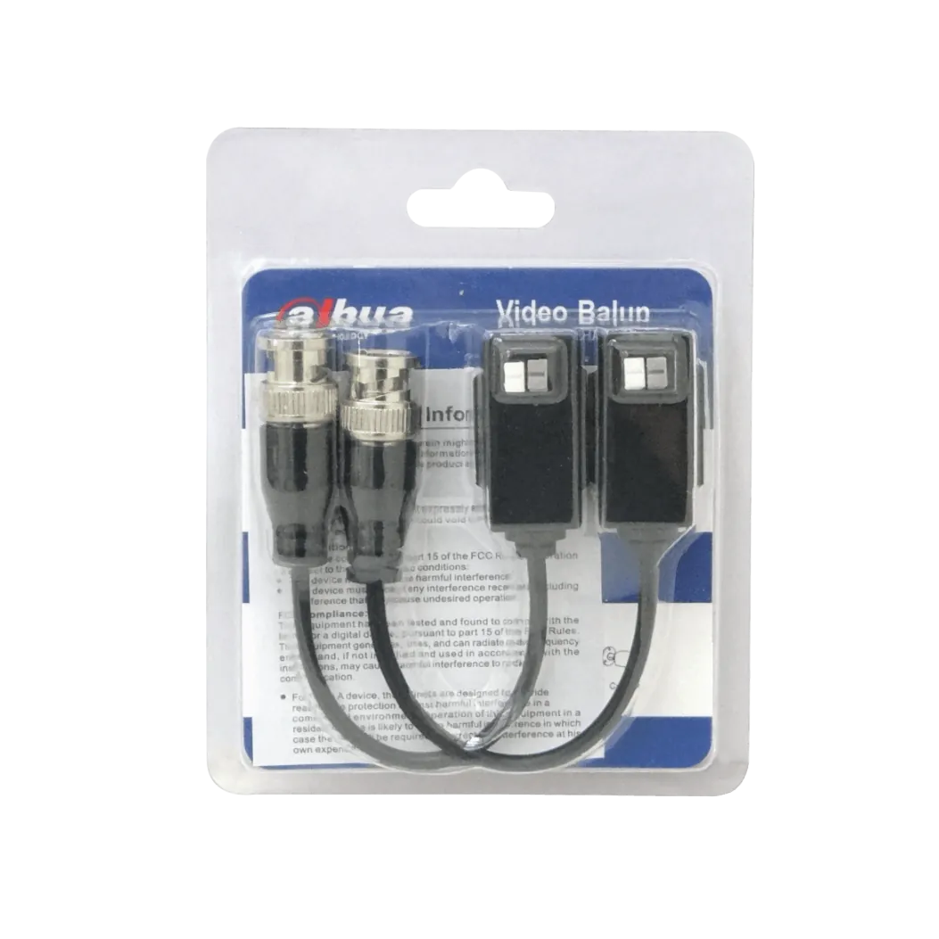 DAHUA Video Balun 4K Pin-Push Pasivo 1-Par CCTV BNC-Macho PFM800-4K 4