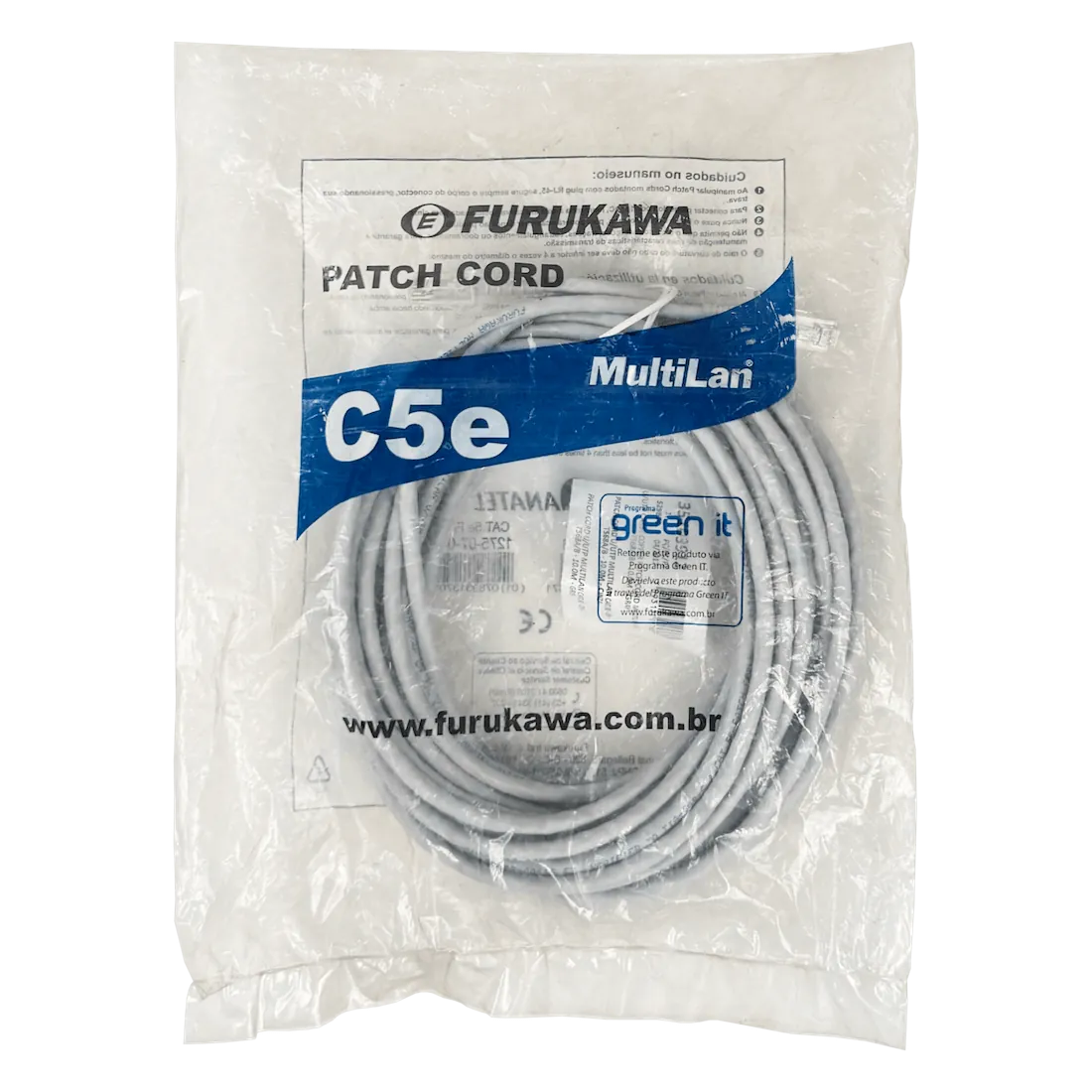 Cable Patch Furukawa Cat5e 10mt Gris U/UTP CM RJ45 Multilan 4