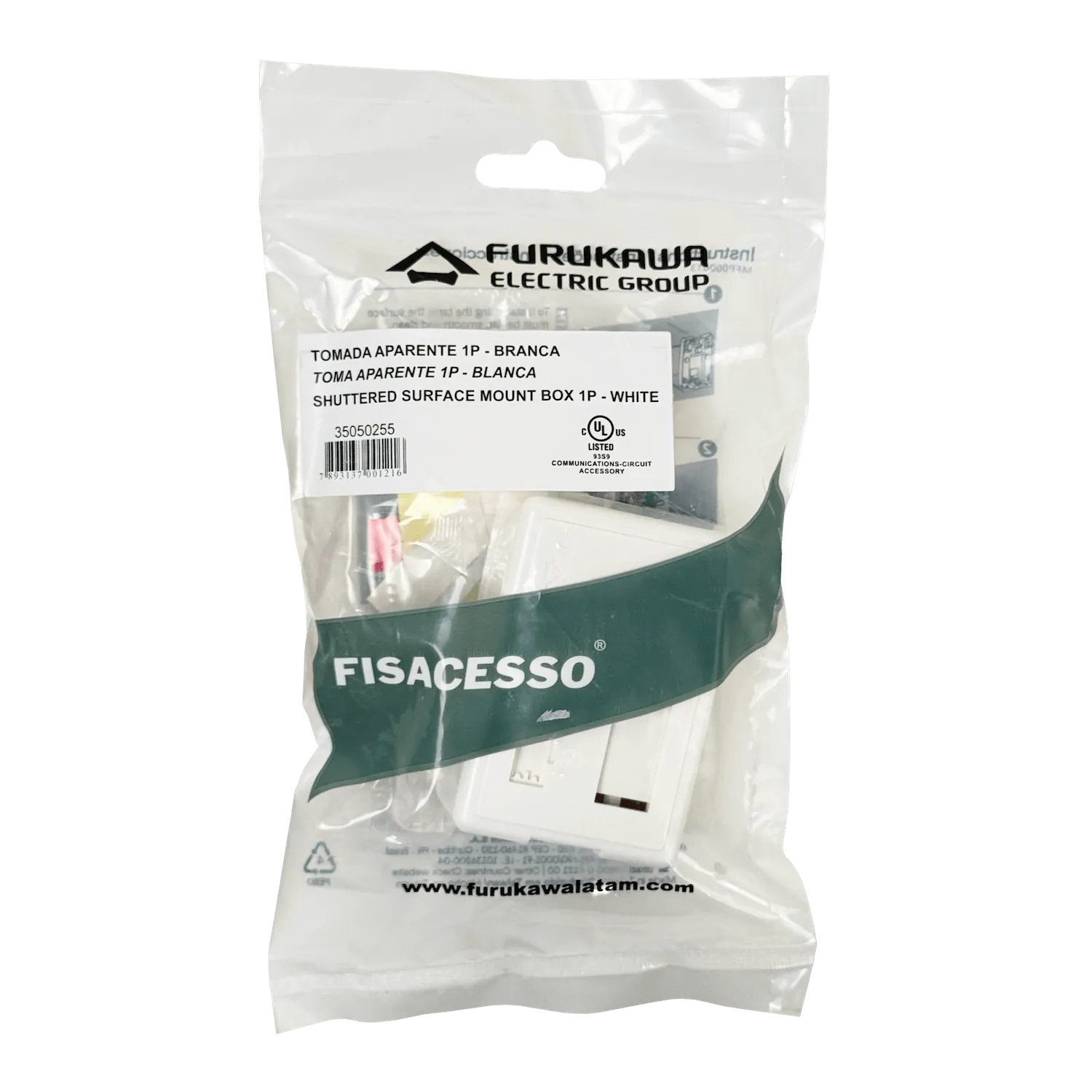 Roseta Furukawa RST-1P sobrepuesta blanca para 1 keystone 27x45x66mm 6