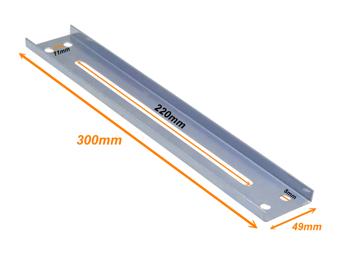 CCA-30C. 30cm 4-Perf Barra Metal Ranurada Soporte para CC-120 301x49x13mm 2