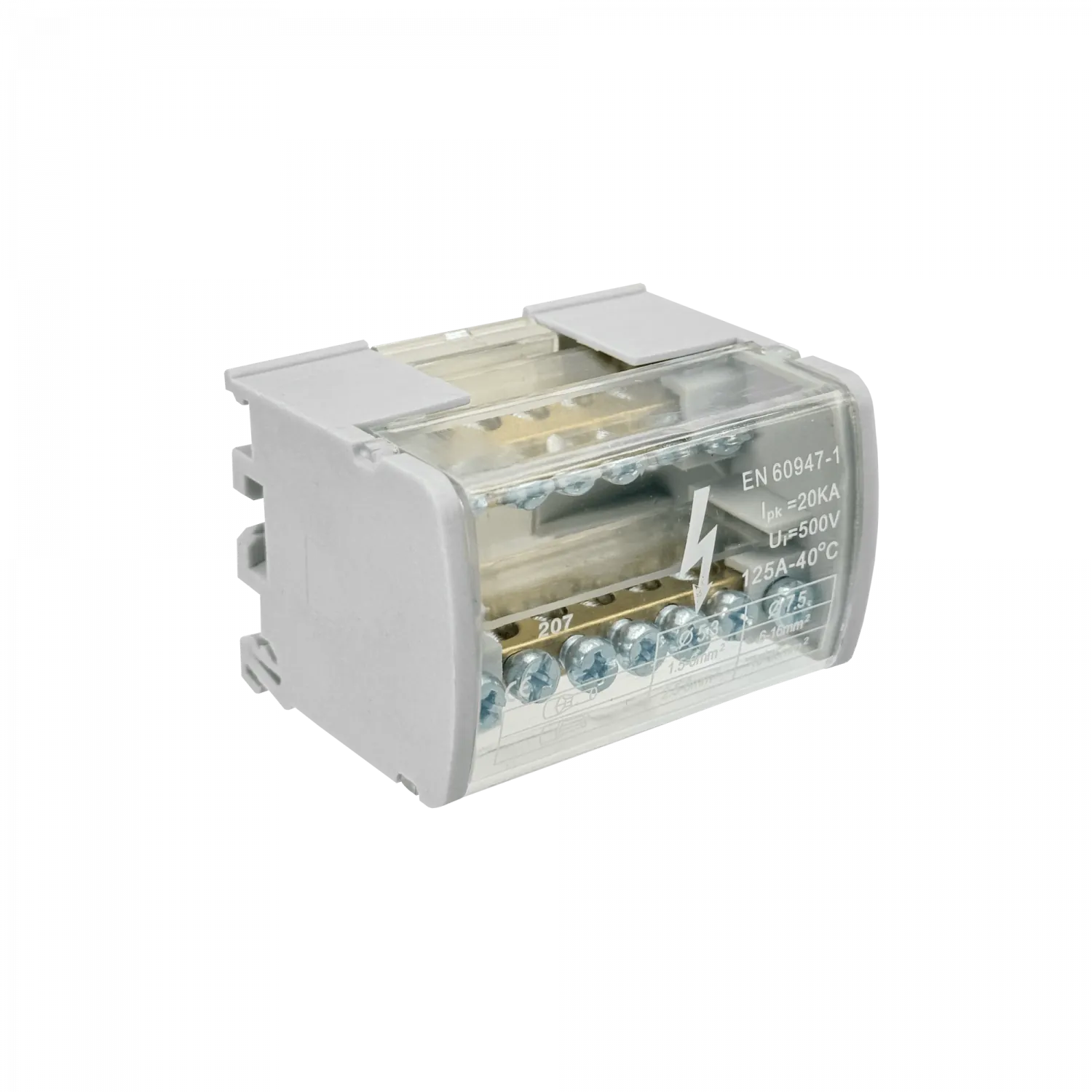 2x7-Polos Repartidor Bipolar 125A 40ºC 500V 1,5-25mm2 6