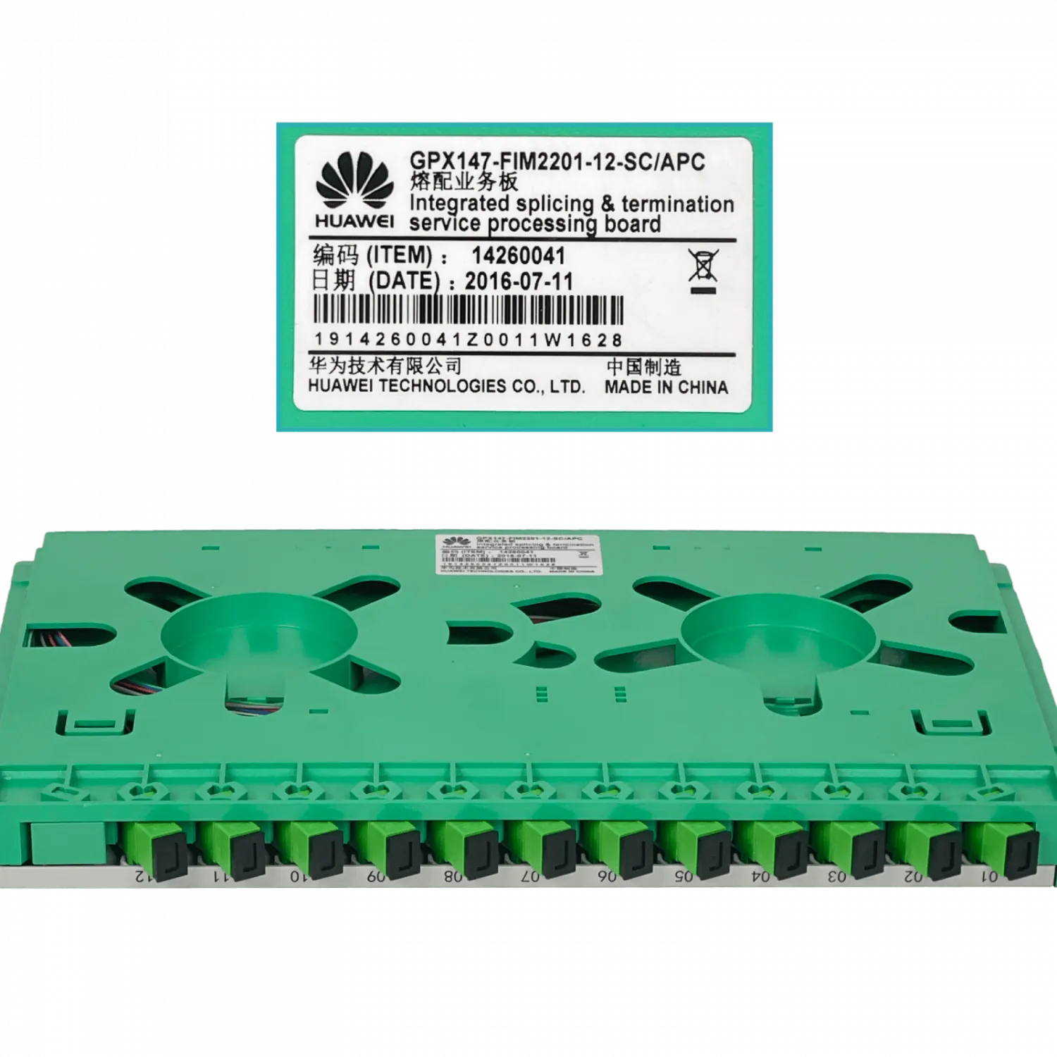 Bandeja 12-SC/APC para Cabecera tipo ODF incluye pigtails-SM y coplas 2