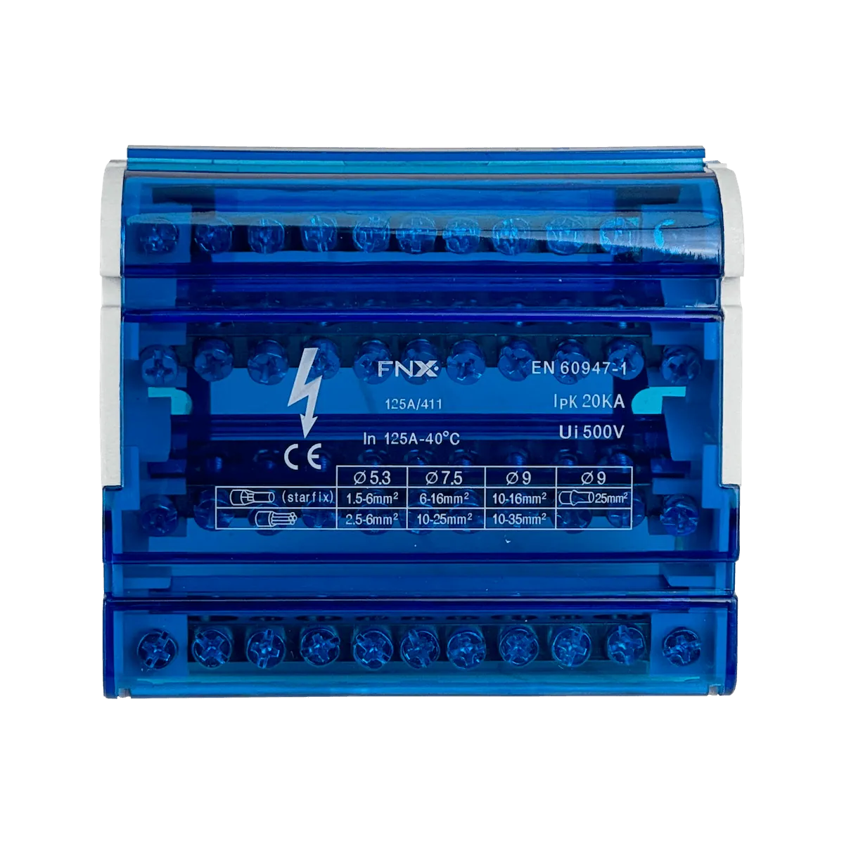 LEXO 4x11-Polos Repartidor Tetrapolar 125A 40ºC 500V 1,5-35mm2 3