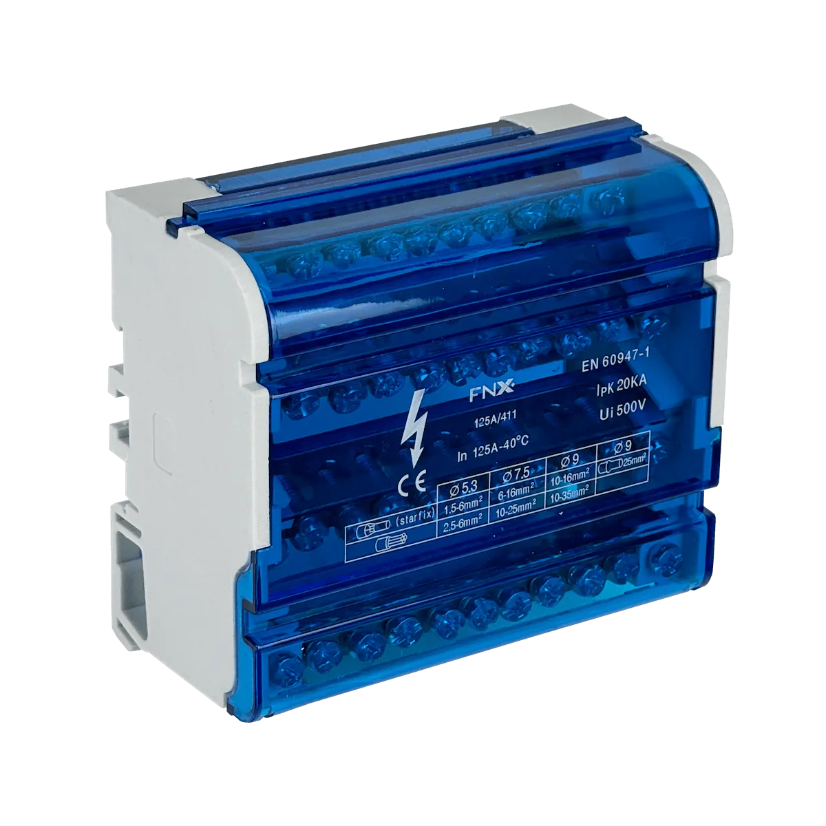 LEXO 4x11-Polos Repartidor Tetrapolar 125A 40ºC 500V 1,5-35mm2 6