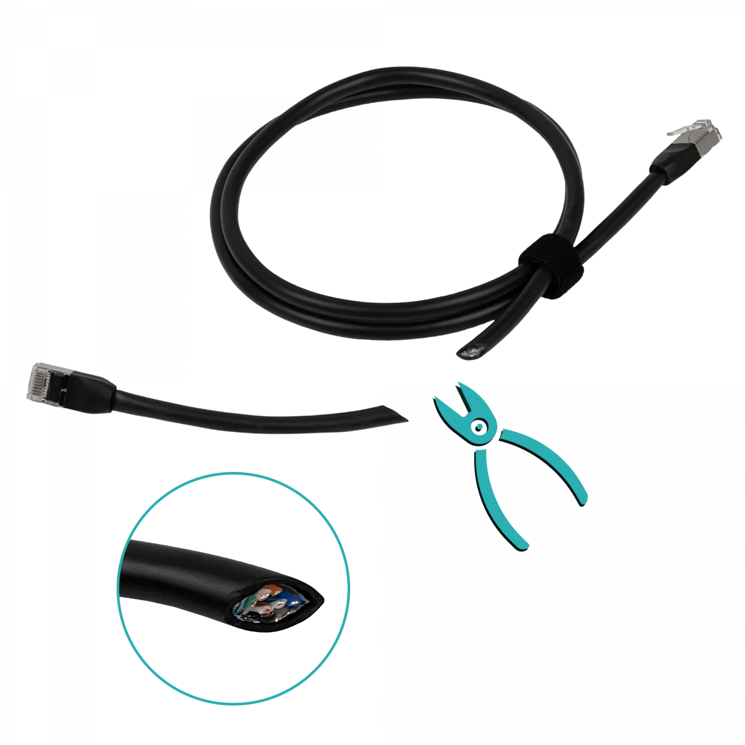 Cable Exterior Cat5e Ubiquiti F/UTP Negro 1m   3