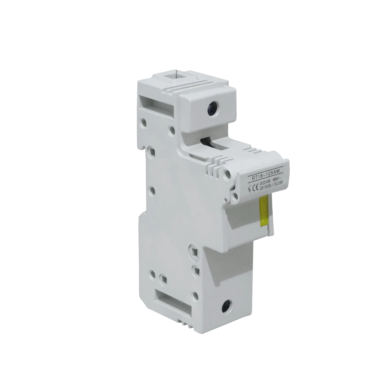 1x125A 22x58mm 690V Base p/Fusible Cilindrico en Riel Din RT18-125AM 4