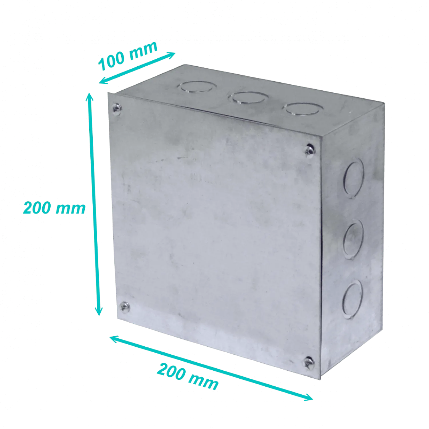 B22 Caja 200x200x100mm c/Tapa-205x205mm Zincada Metalica 3