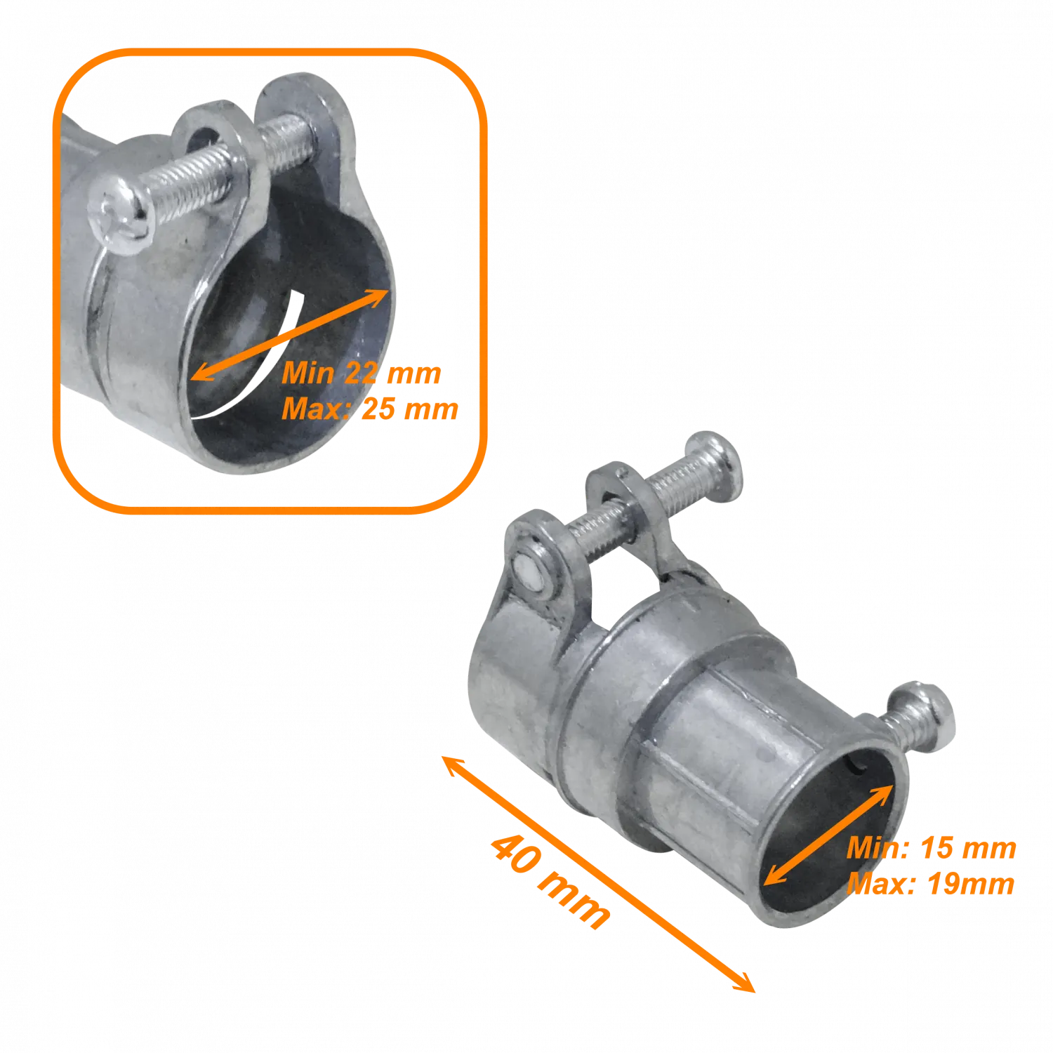 1/2-Pulg Union EMT a Flexible Conduit Adaptador Metalico 15-19/22-25mm 2