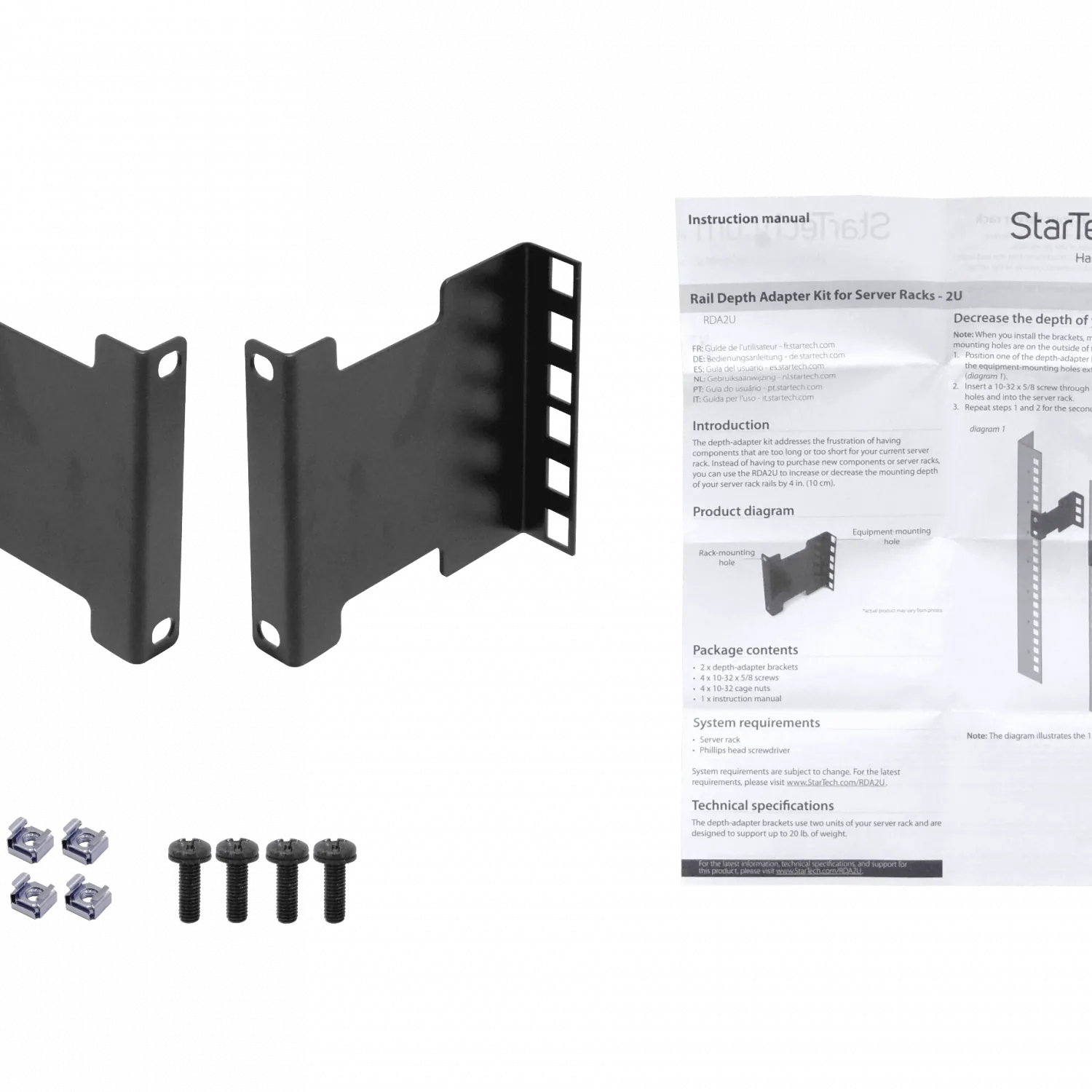 Juego Adaptador de Profundidad de Racks Startech 2